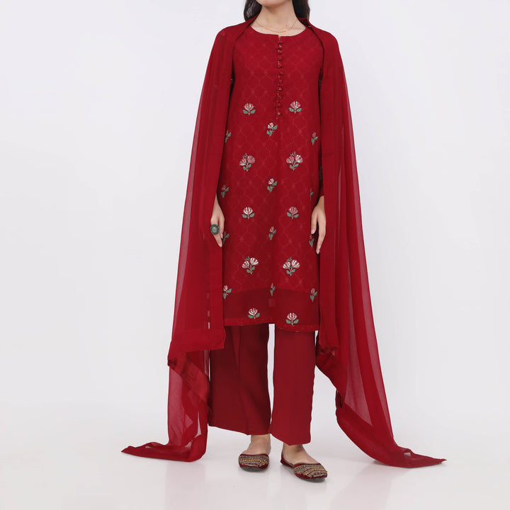 3PC- Embroiderd Chiffon Suit PS5389
