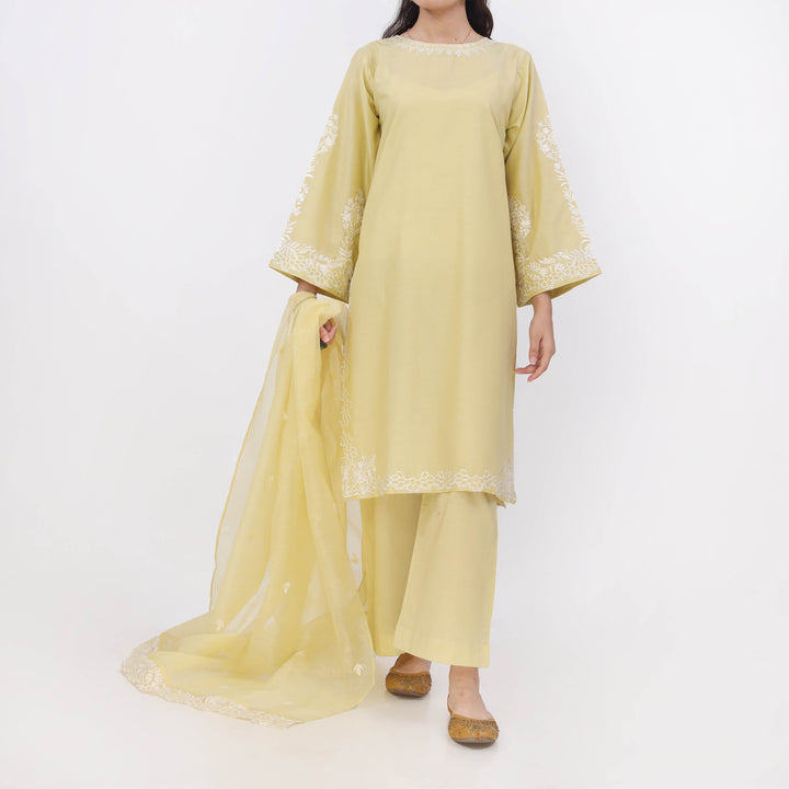 3PC- Embroiderd Cotton Cambric Suit PS5501