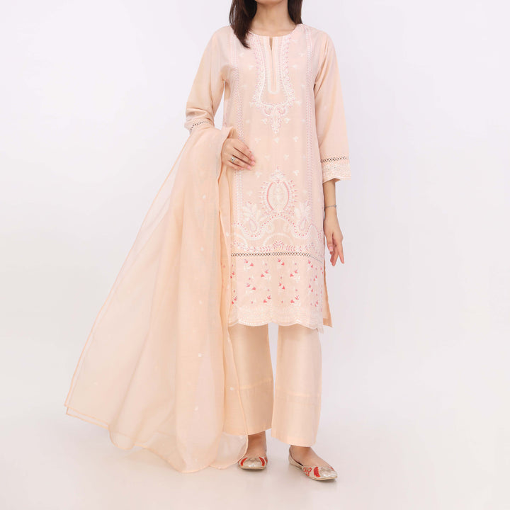 3PC Embroidered Cotton Cambric Suite