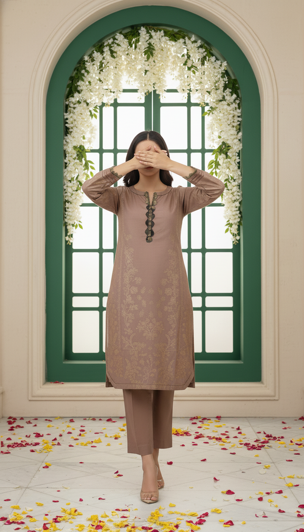 2 PC Printed Cotton Cambric Suit PS6072