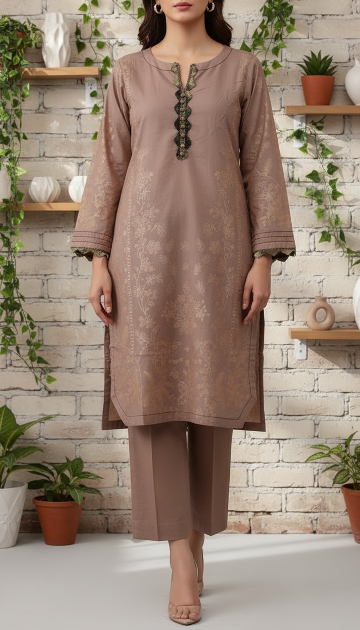 2 PC Printed Cotton Cambric Suit PS6072