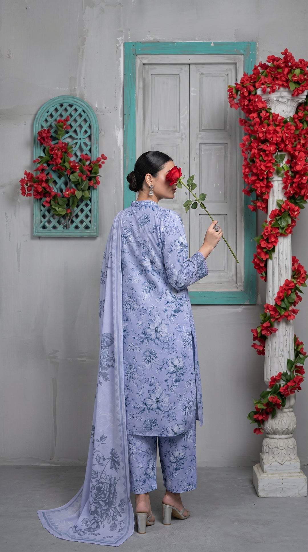 3 PC Embellished Cambric Suit PS607466