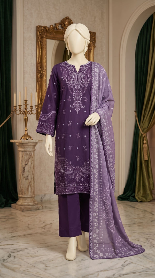 3 PC Embellished Cambric Suit PS613766