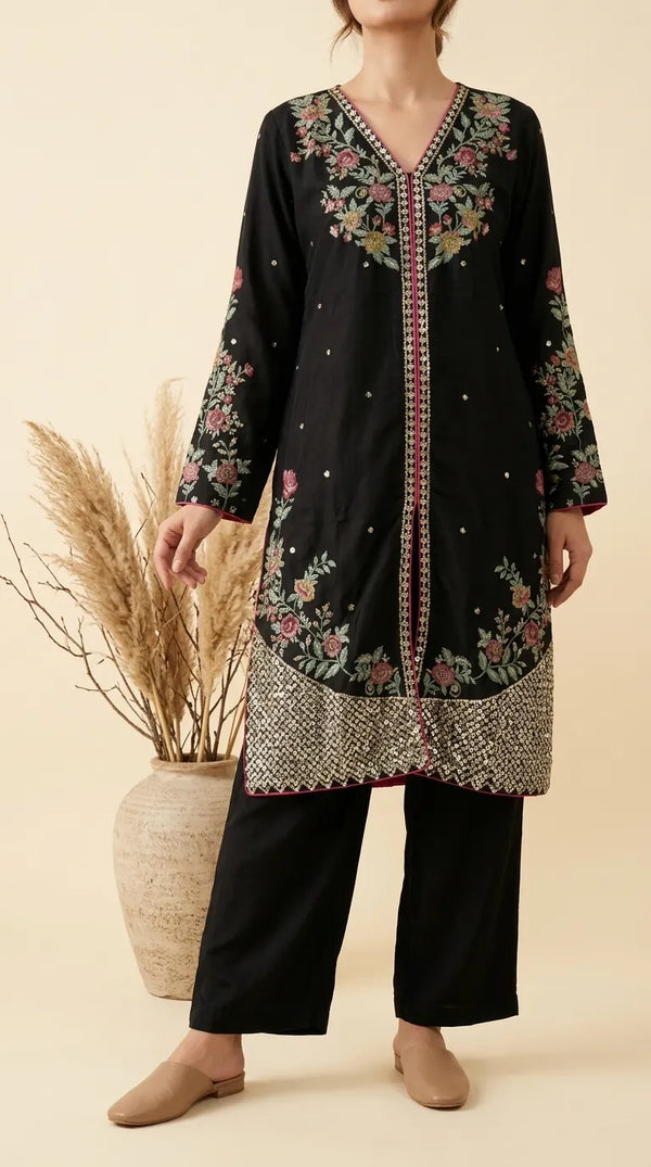 2 PC Embellished Raw Silk Suit PS618001