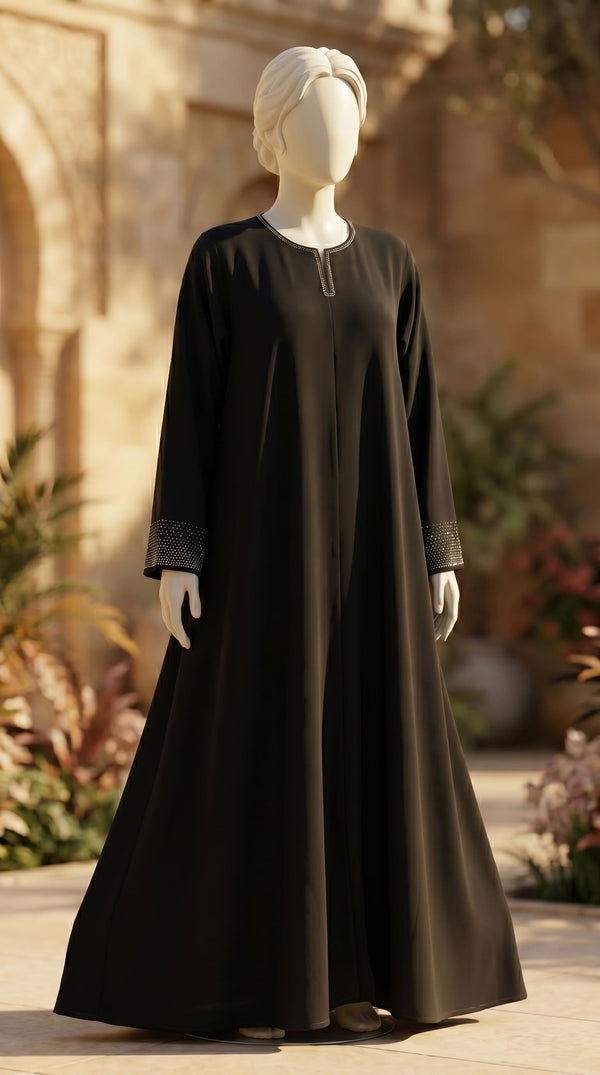 Black Grip Silk Abaya PS618301