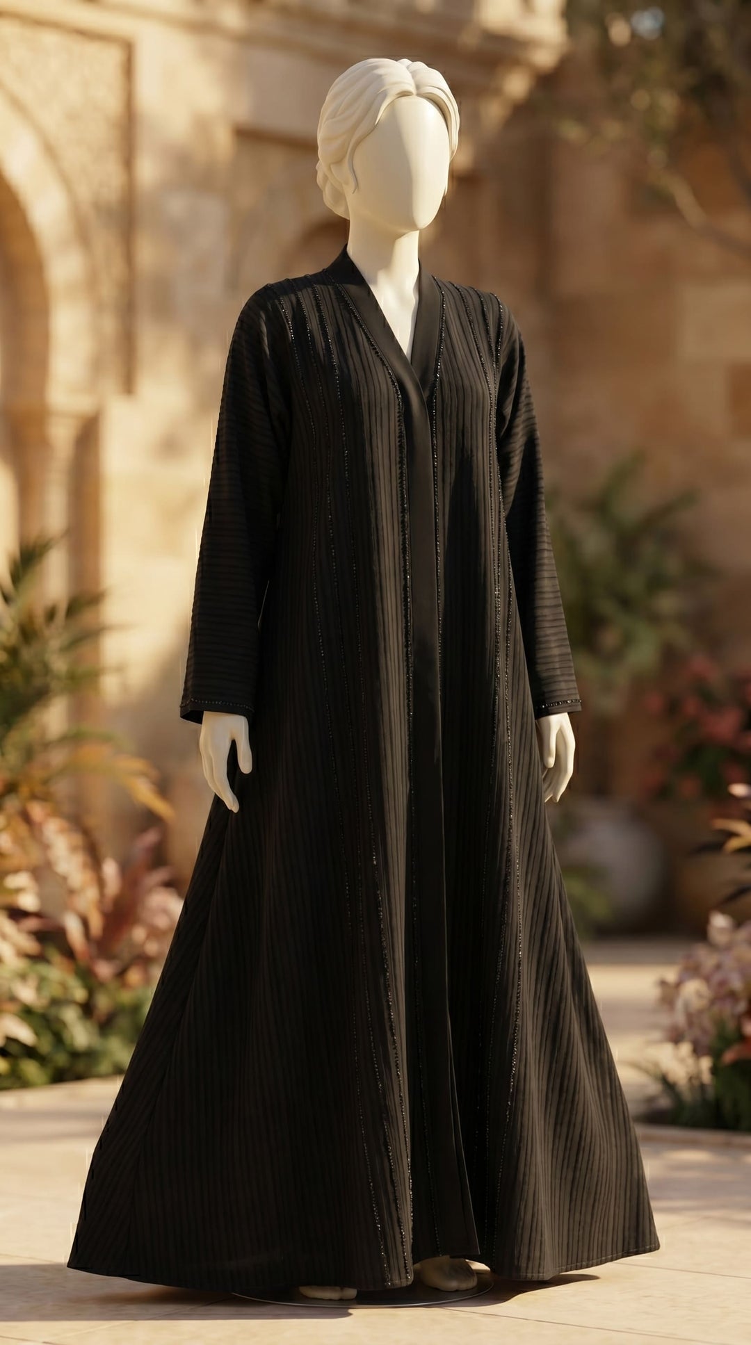 Black Grip Silk Abaya PS618701