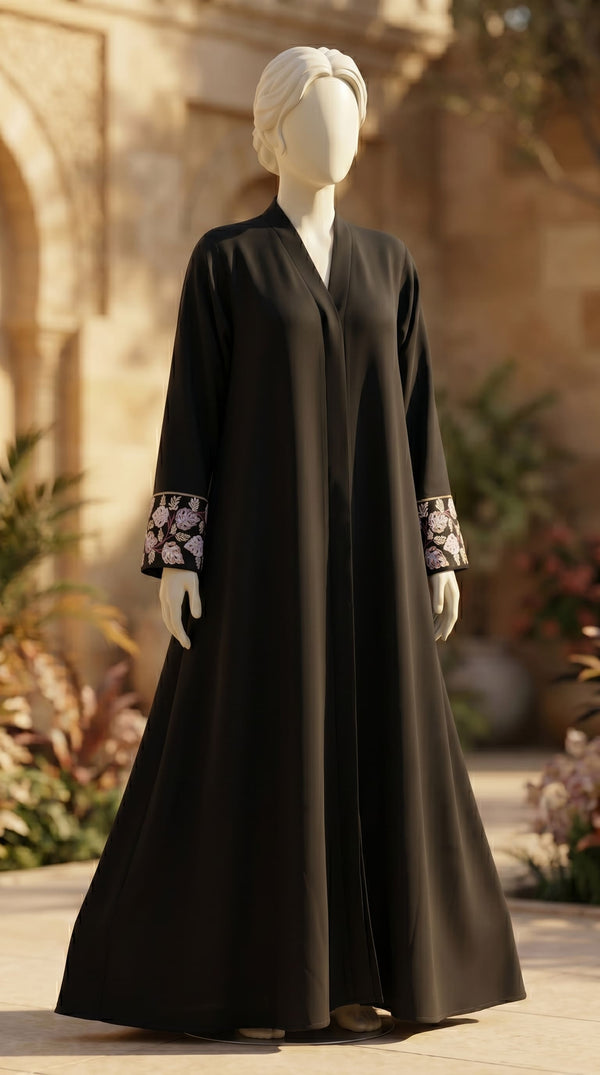 Black Grip Silk Abaya PS618801