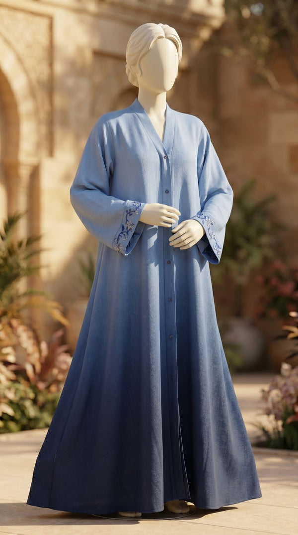 Grey Grip Silk Abaya PS619007