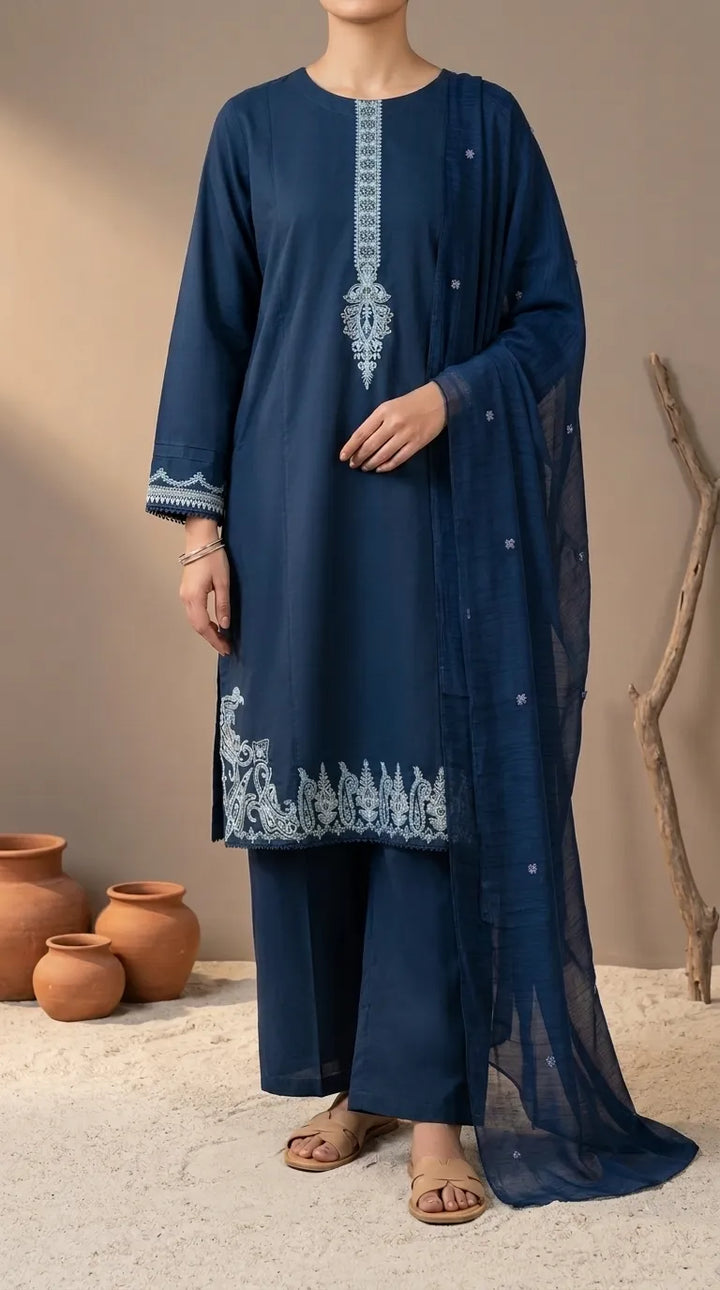 3 PC Embellished CAMBRIC Suit PS619348