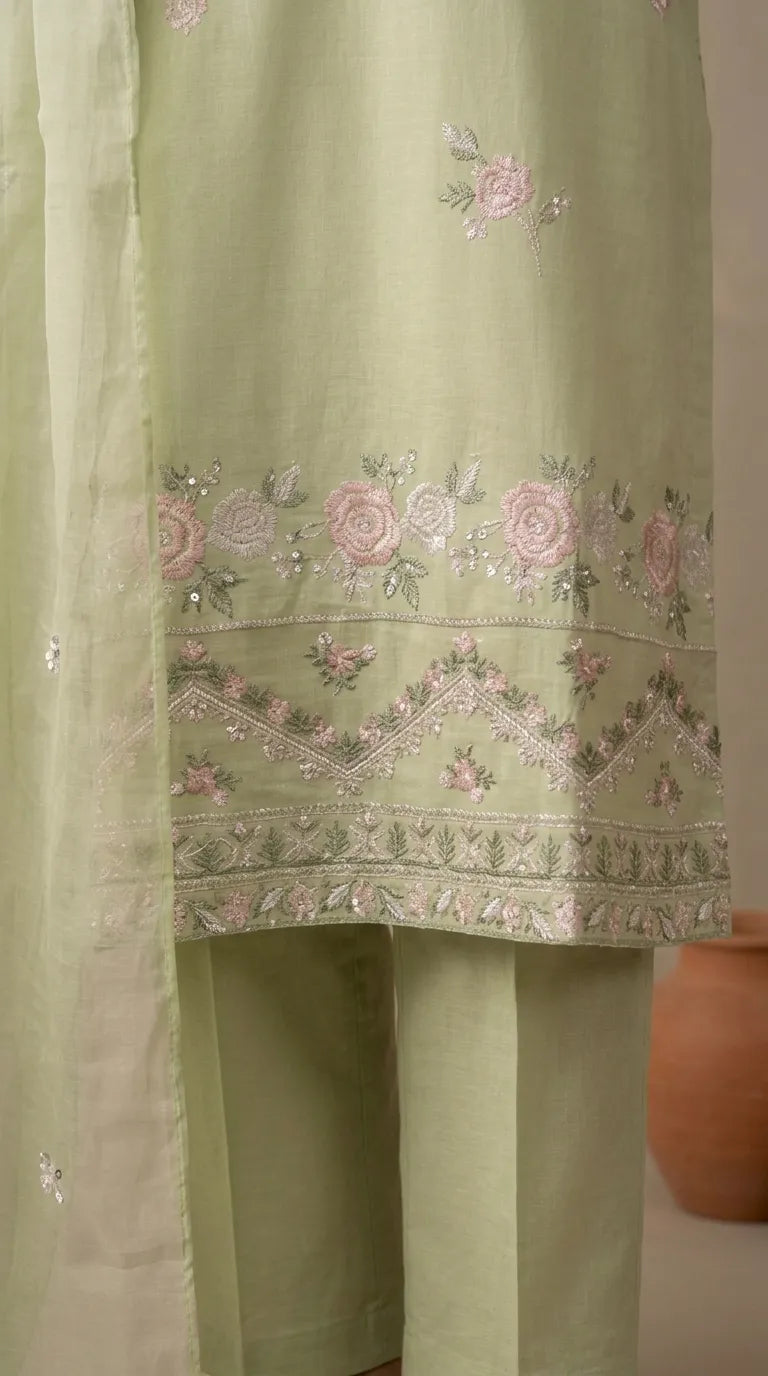 3 PC Embellished CAMBRIC Suit PS619511