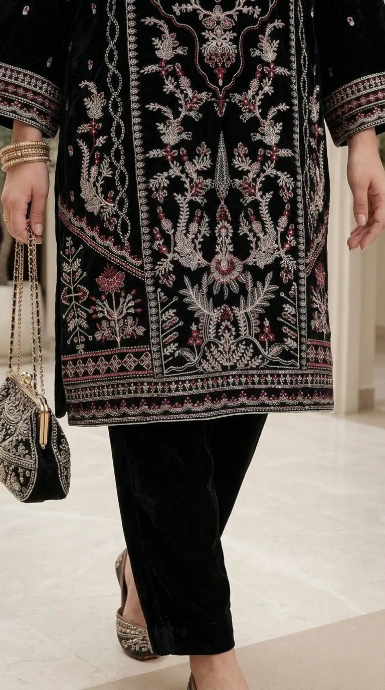 3 PC Embroidered Cambric Stitched Suit PS627101