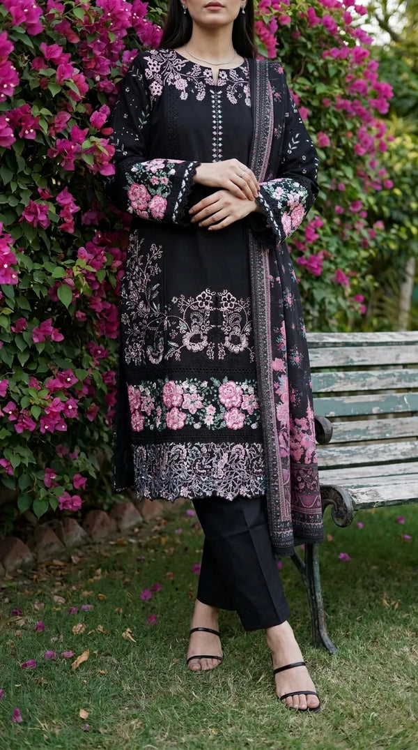 3 PC Embellished Stitched Suit PS627301