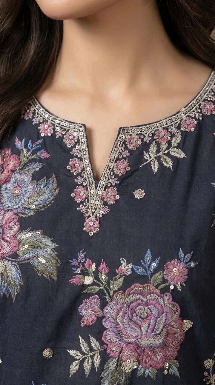3 PC Embellished CAMBRIC Suit PS627401