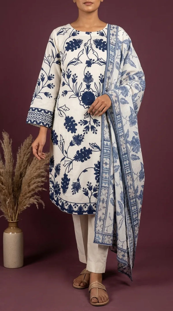 3 PC Embellished Cambric Suit PS627693