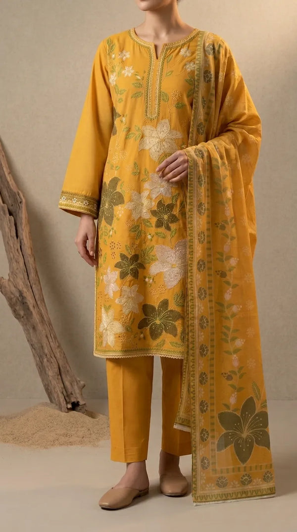 3 PC Embellished CAMBRIC Suit PS627706