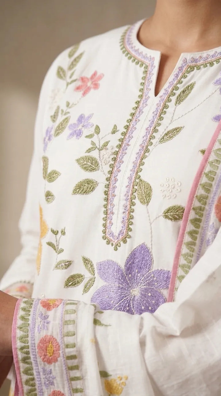 3 PC Embellished CAMBRIC Suit PS627709