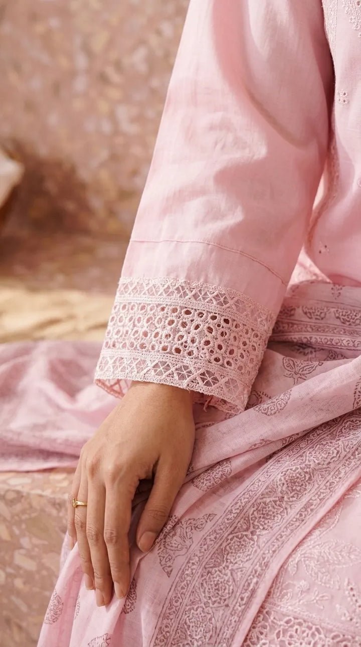 3 PC Embellished Cambric Stitched Suit PS628218