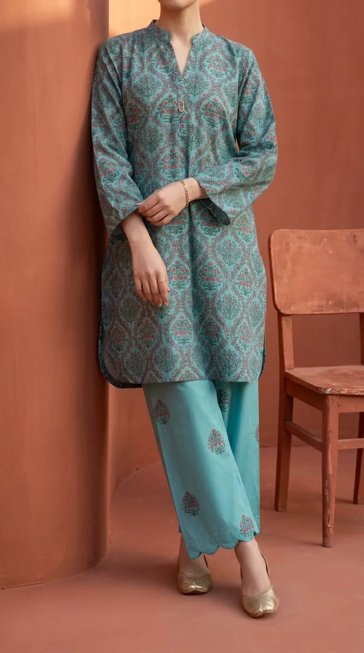 2 PC Printed Grip Silk Stitched Suit PS628323