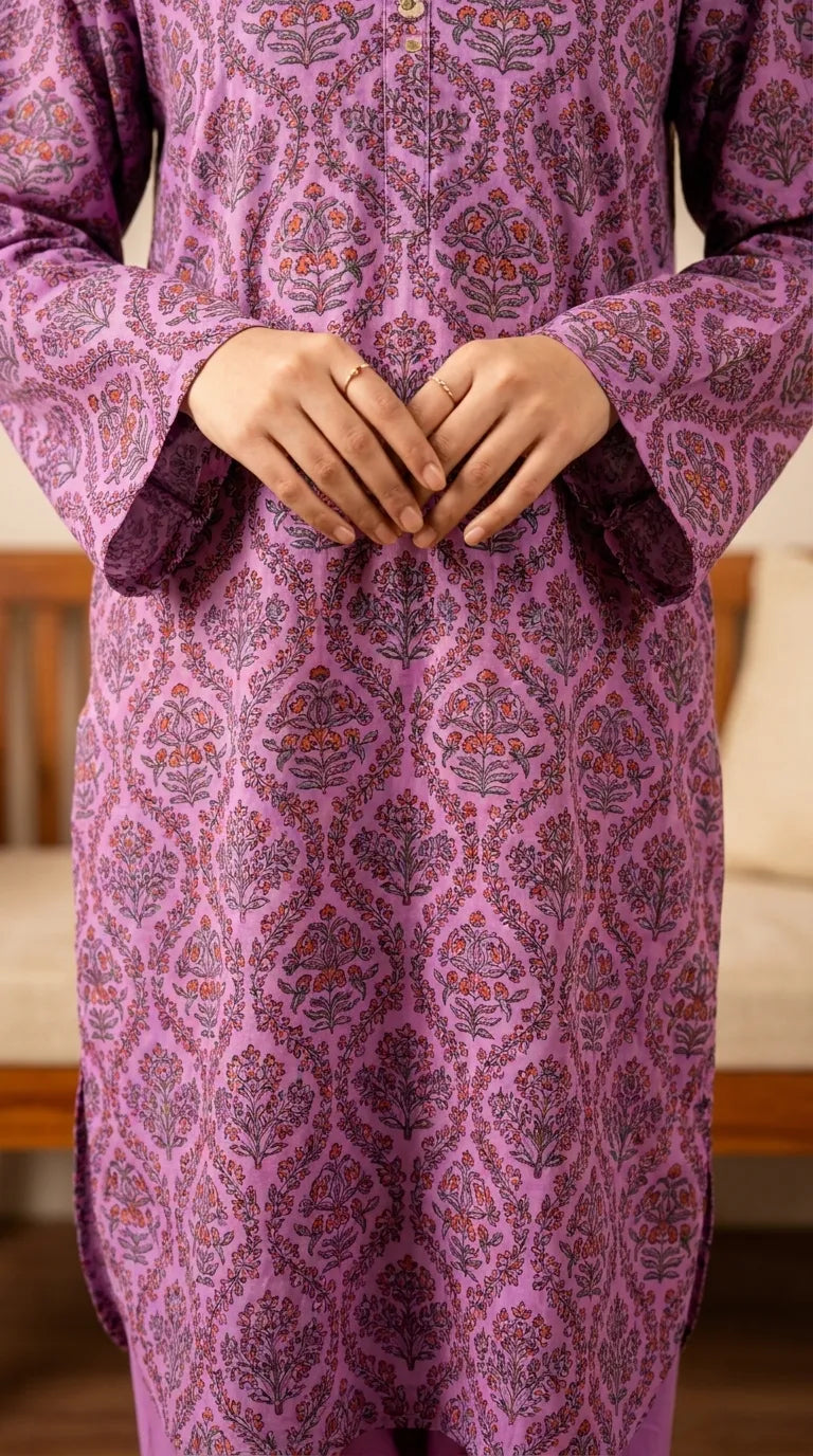 2 PC Printed Grip Silk Stitched Suit PS628343