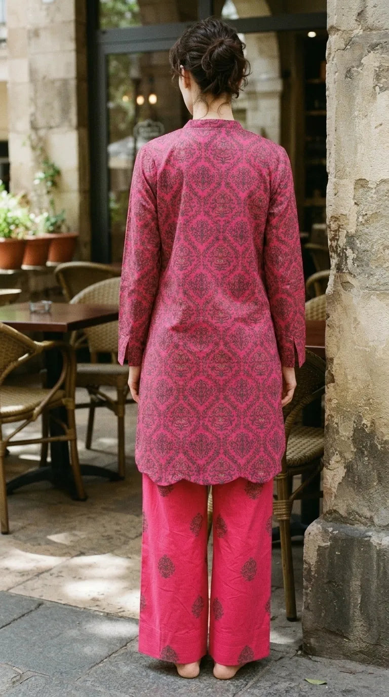 2 PC Printed Grip Silk Stitched Suit PS628459
