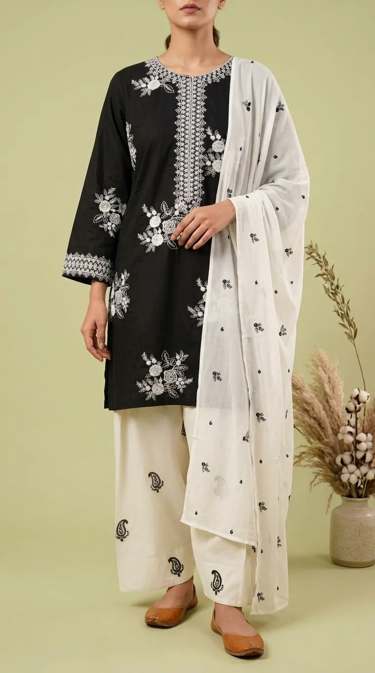  3 PC Embellished Cambric Suit PS630001
