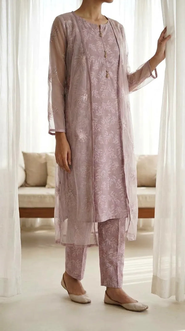 2 PC Embellished Net Stitched Suit PS631118