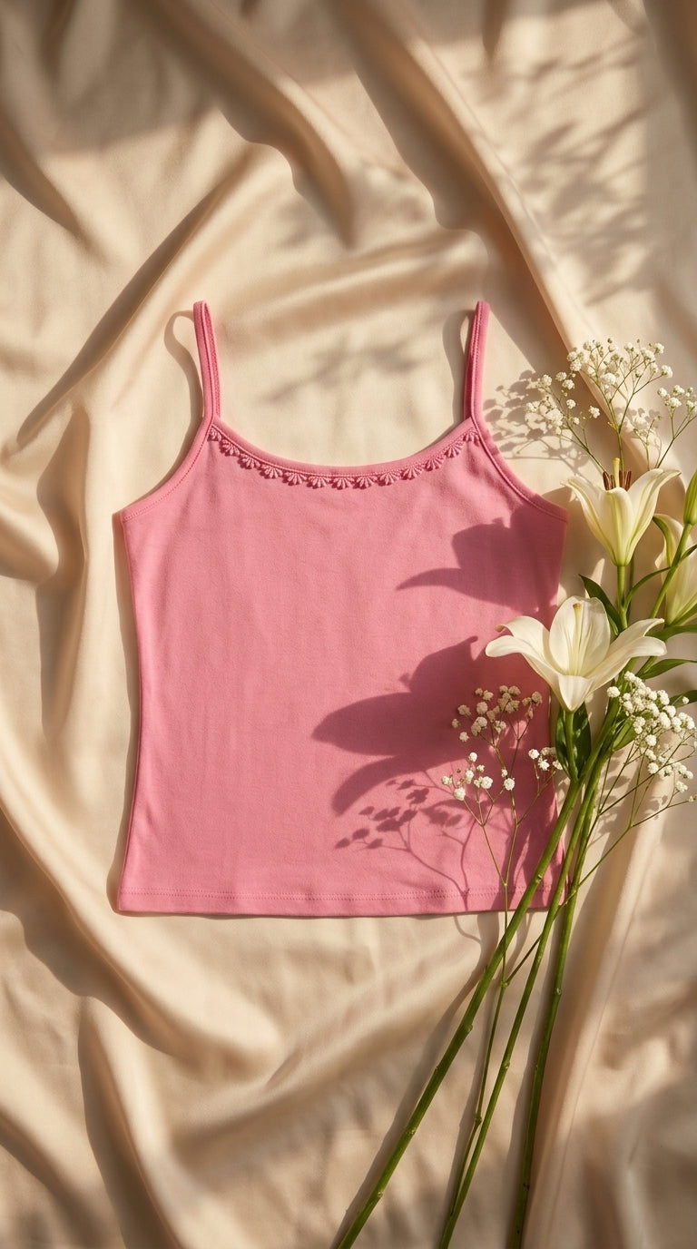 Pink Solid Tank Top PT6005