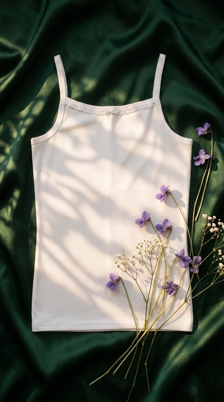 White Solid Tank Top PT600909