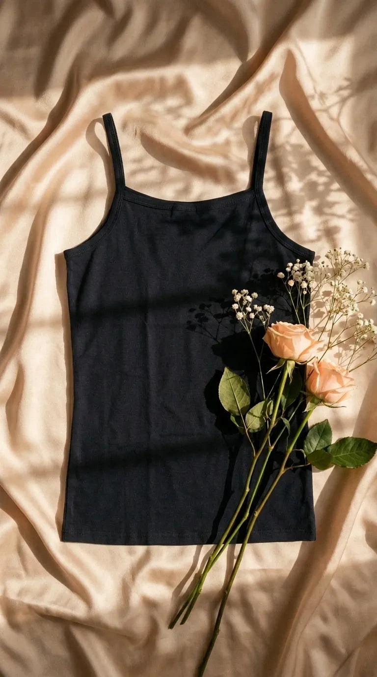 Black Solid Tank Top PT600901