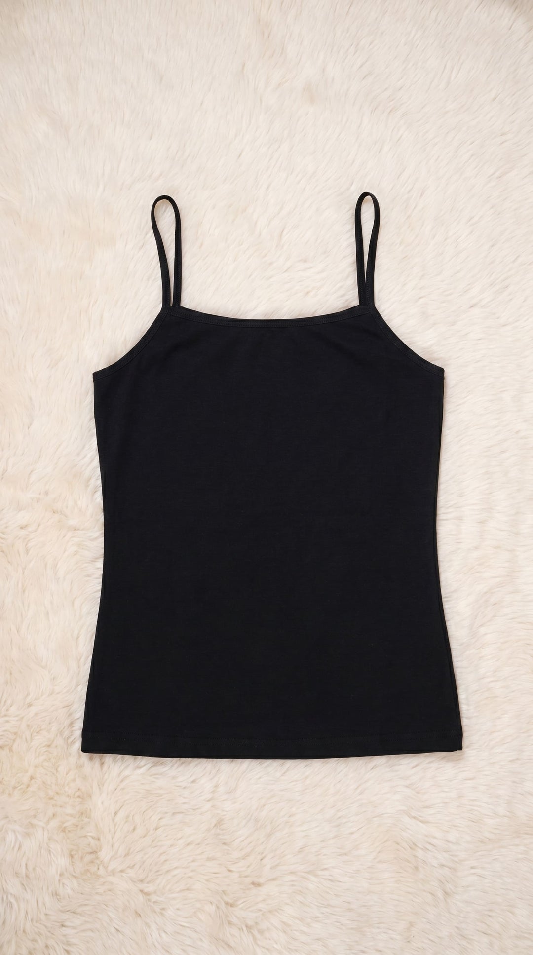 Black Solid Tan Top PT601301