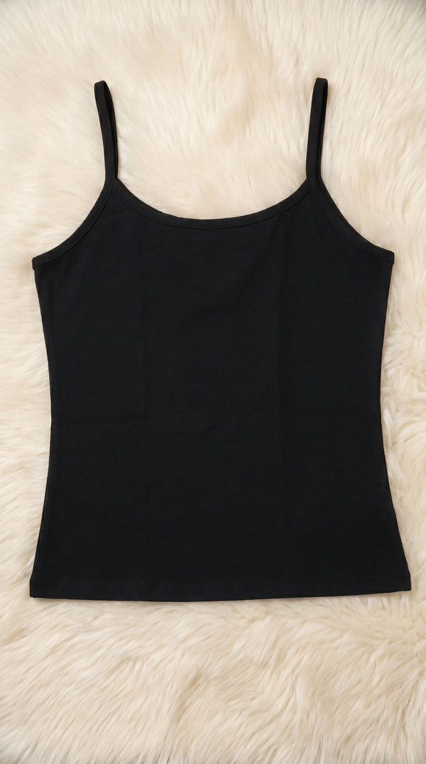 Black Solid Tank Top PT601401