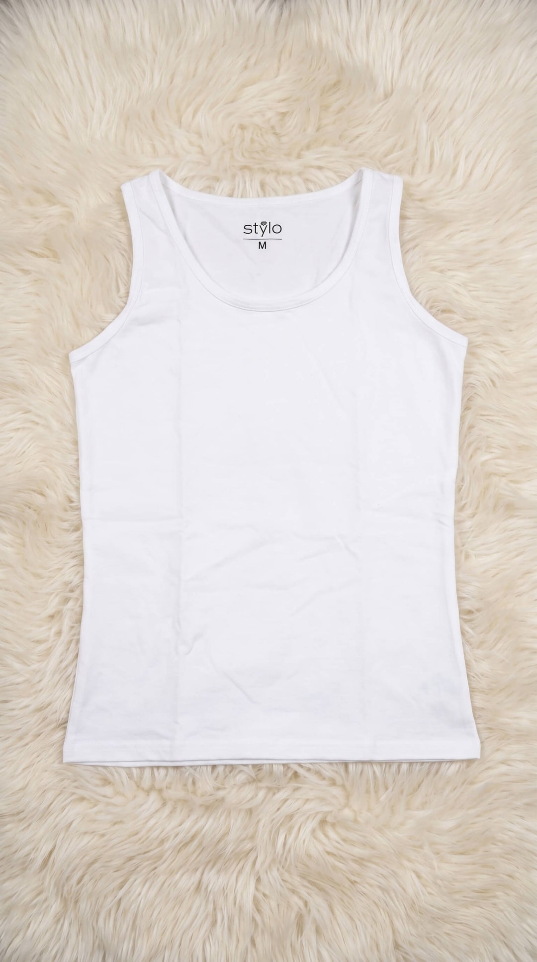 White Solid Tank Top PT601609