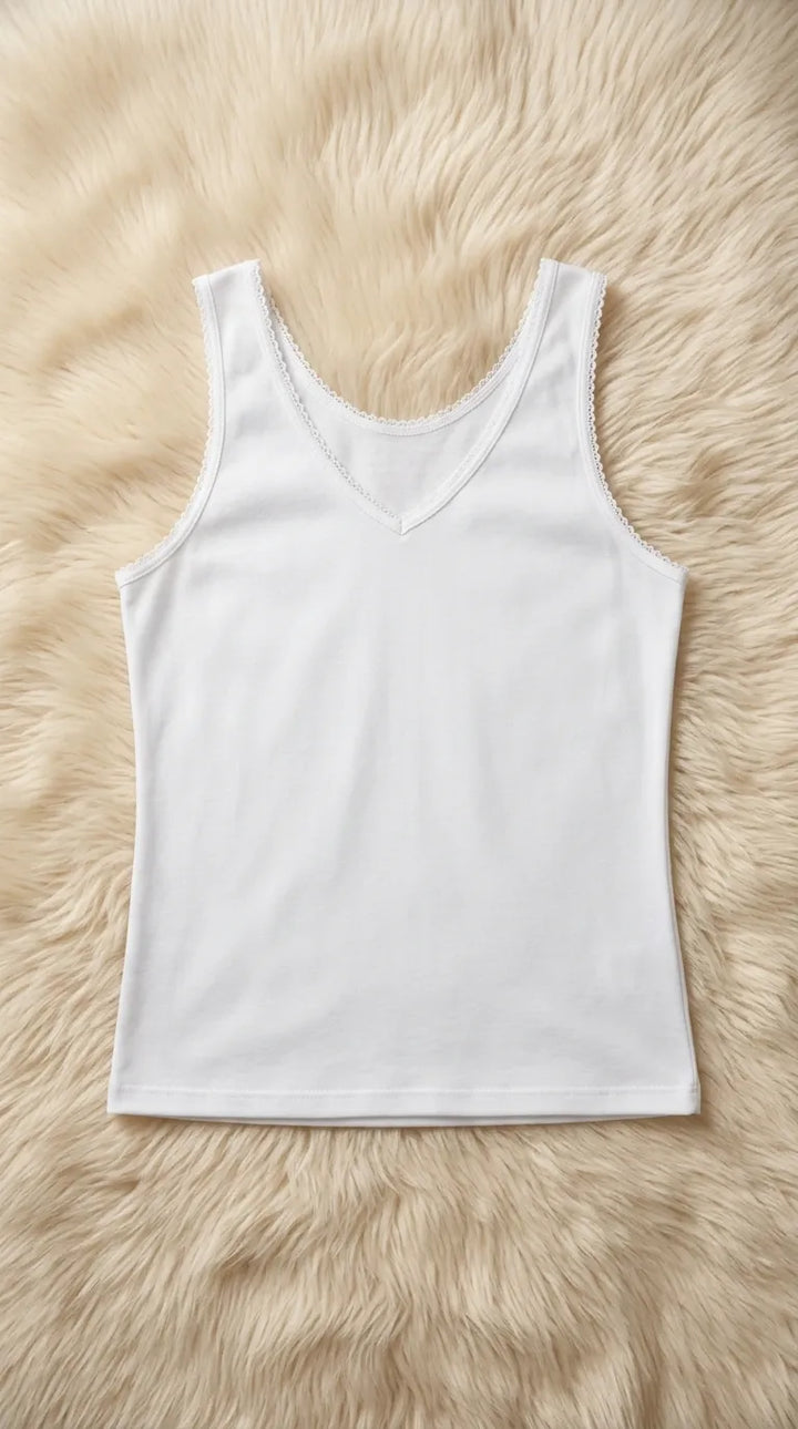White Solid Tank Top PT6024