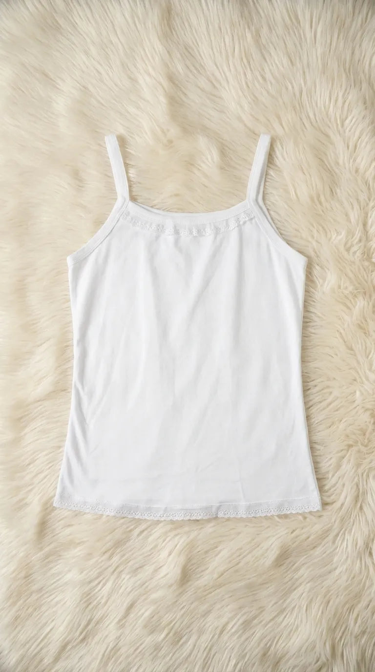 White Solid Tank Top PT6027