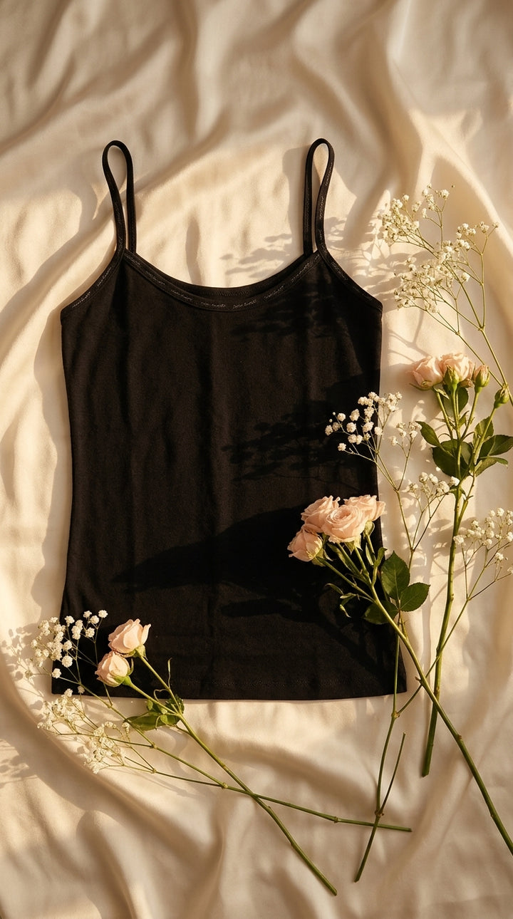 Black Solid Tank Top PT6029