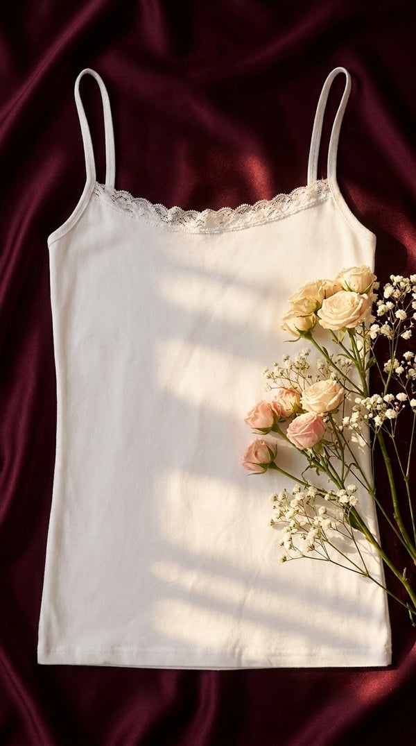 White Solid Tank Top PT6030
