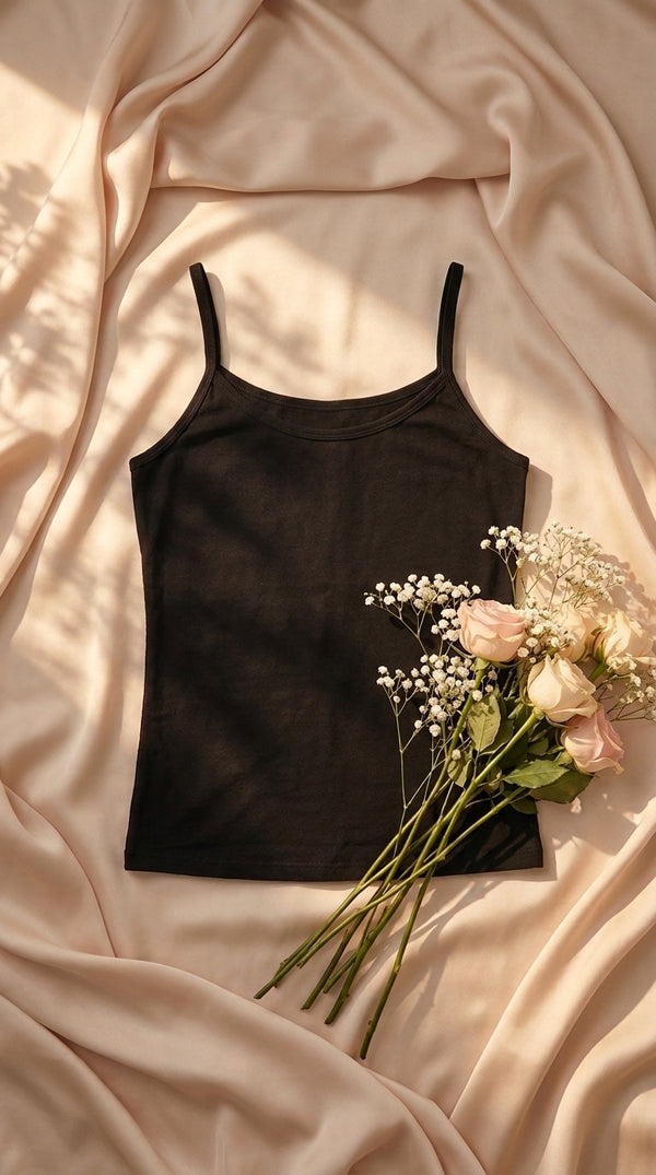 Black Solid Tank Top PT6031