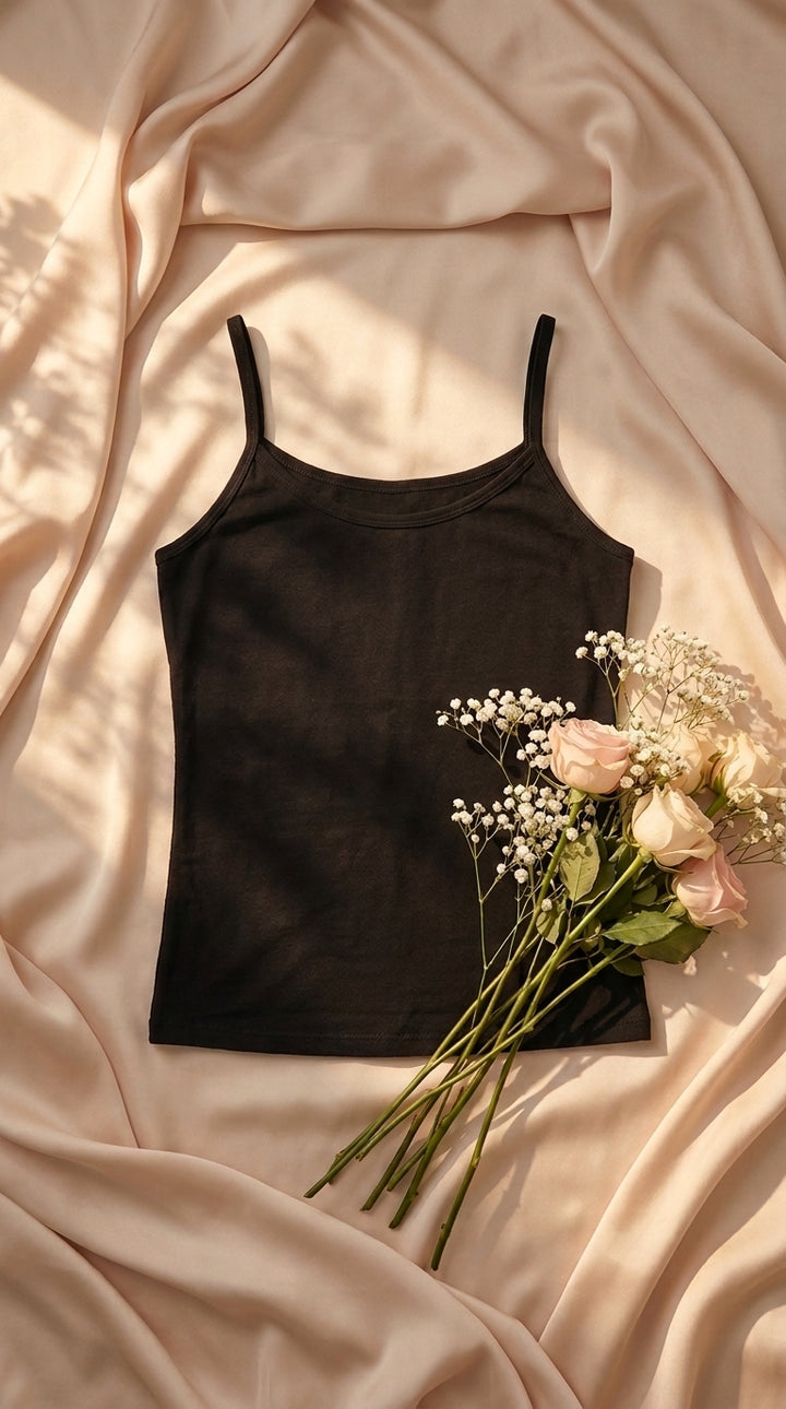 Black Solid Tank Top PT6031
