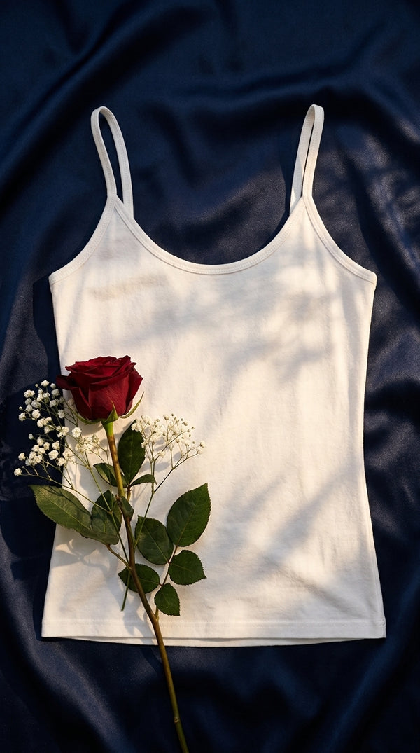 White Solid Tank Top PT6031