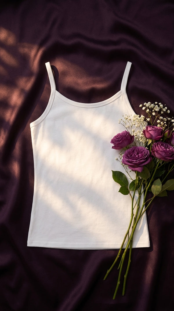 White Solid Tank Top PT6032