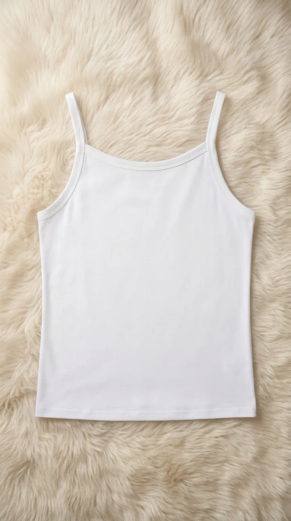 White Solid Tank Top PT6036