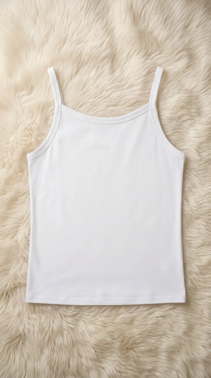 White Solid Tank Top PT6036