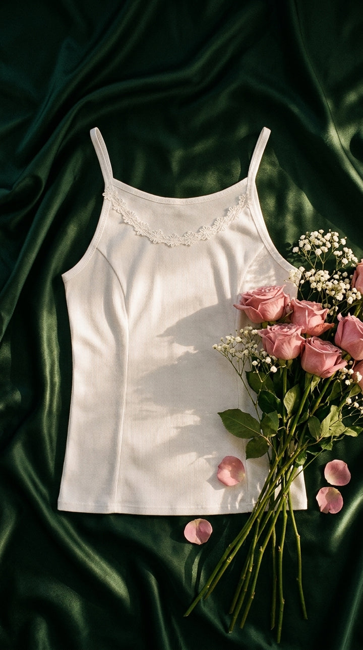 White Solid Tank Top PT6037