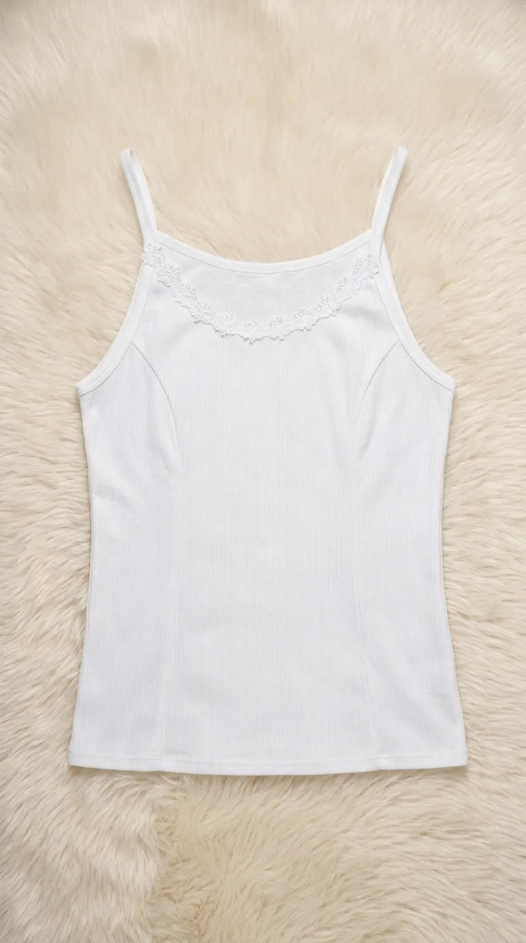 White Solid Tank Top PT6037