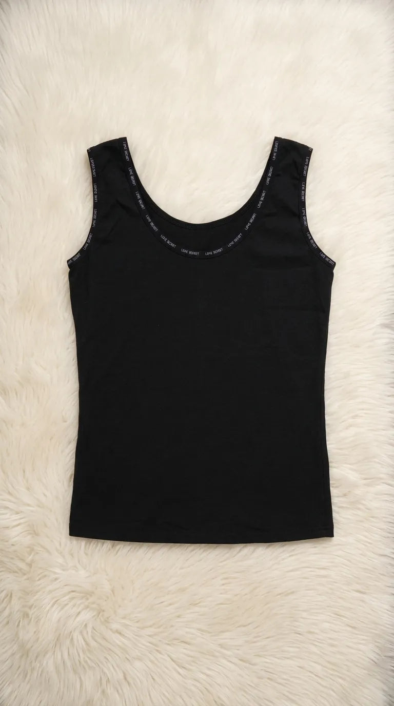 Black Solid Tank Top PT6038