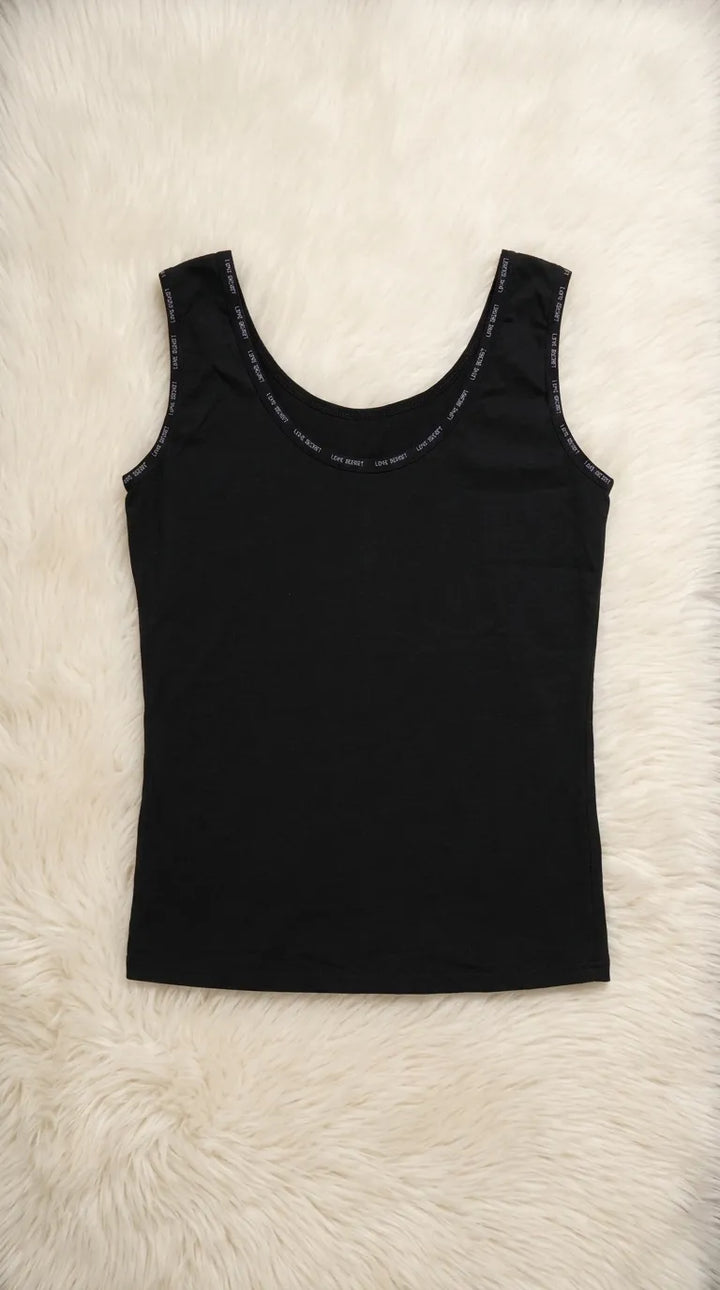 Black Solid Tank Top PT6038
