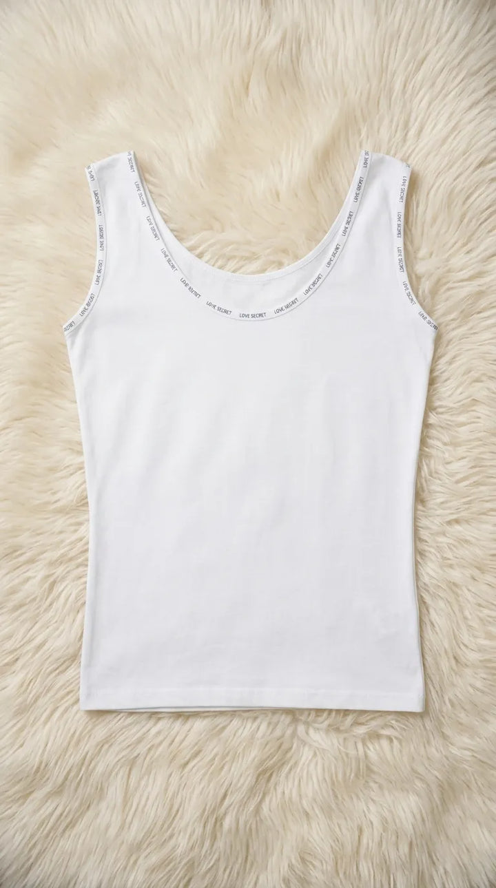 White Solid Tank Top PT6038