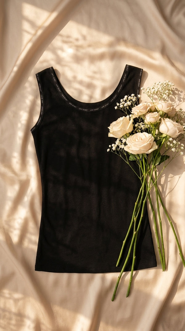 Black Solid Tank Top PT6039