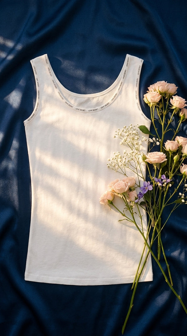 White Solid Tank Top PT6039