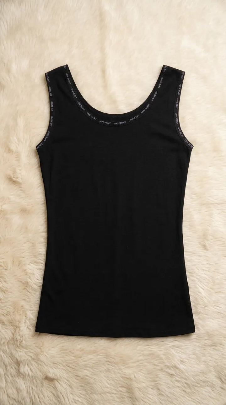 Black Solid Tank Top PT6039